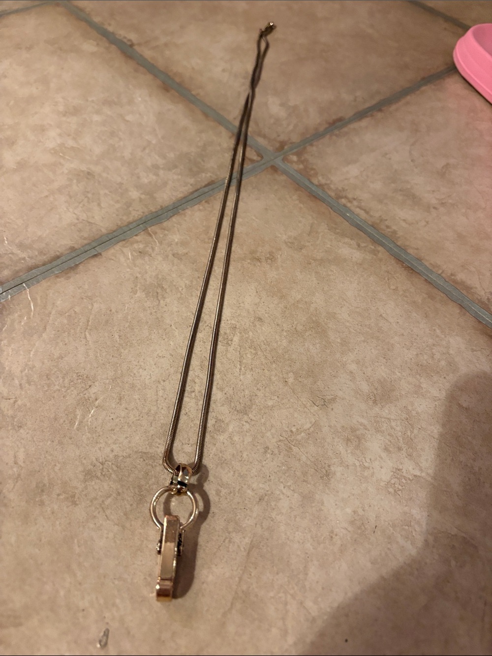 Gold Tone Women’s Pendant ID holder Necklace